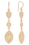 ANNA BECK BEADED TRIPLE DROP EARRINGS,1330E-GLD