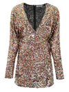 Attico Balloon Sleeve Sequinned Mini Dress In Multicolor V1 (metallic)