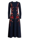 OSCAR DE LA RENTA Geofloral Embroidered Crepe Midi Dress