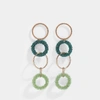 JACQUEMUS JACQUEMUS | Les Boucles Riviera Earrings in Brass and Green Swarovski Crystals