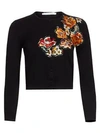 OSCAR DE LA RENTA Multi-Floral Jacquard Wool Cardigan