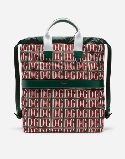 Dolce & Gabbana Nylon Backpack With Dg Logo Print In Red