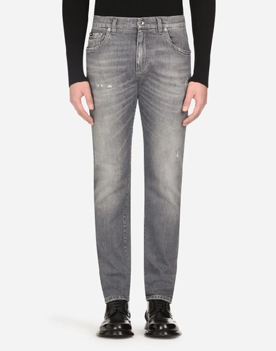 Dolce & Gabbana Grey Slim-fit Stretch Jeans