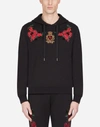 DOLCE & GABBANA COTTON HOODIE WITH FLORAL PATCH