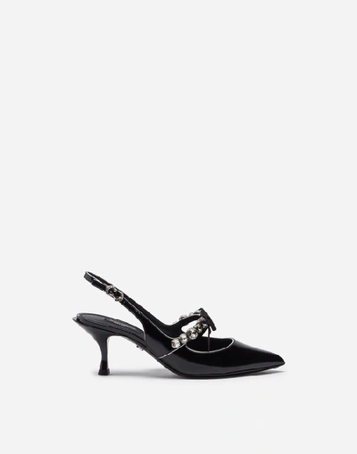 Dolce & Gabbana Patent Leather Pointy-toe Slingback In Black