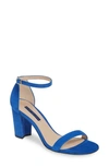 Stuart Weitzman Nearlynude Ankle Strap Sandal In Royal Blue Suede