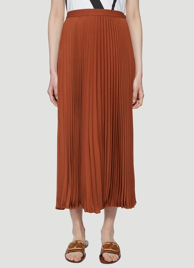 Valentino Pleated Skirt In Brown