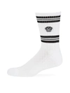 Alexander Mcqueen Men's Skull Logo Sport Crew Socks In White Black
