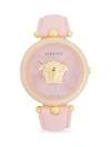 VERSACE LOGO STAINLESS STEEL & LEATHER-STRAP WATCH,0400010847674