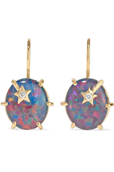 Andrea Fohrman Mini Galaxy 18-karat Gold, Opal And Diamond Earrings
