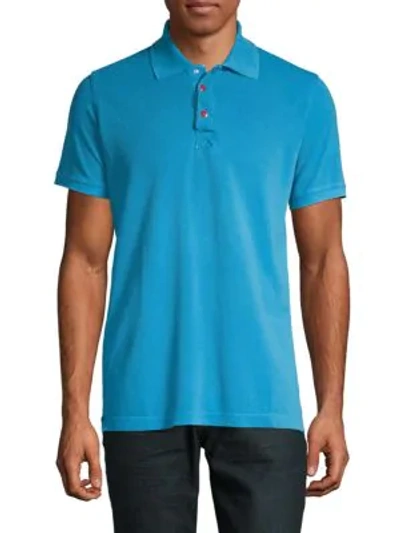 Kiton Bright Cotton Polo In Bright Blue