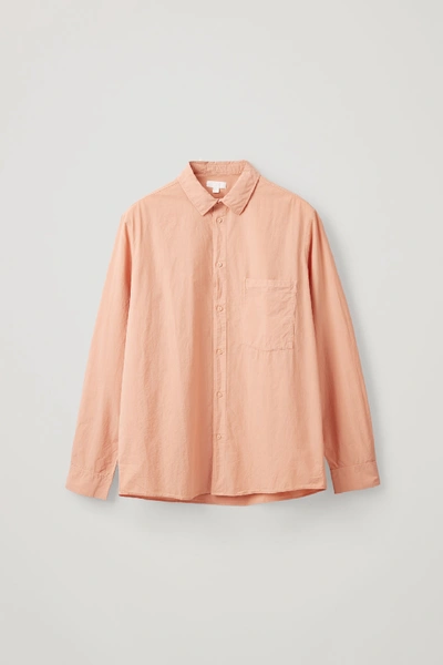 Cos Washed-cotton Shirt In Orange