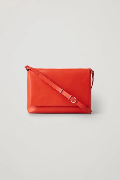 Cos Small Soft-leather Shoulder Bag In Orange