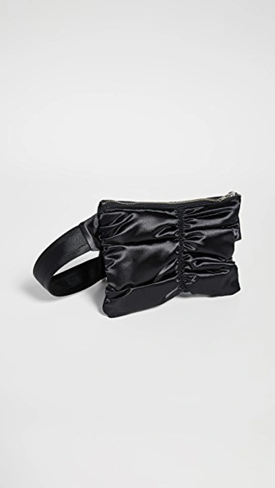 Mm6 Maison Margiela Satin Ruched Fanny Pack In Black