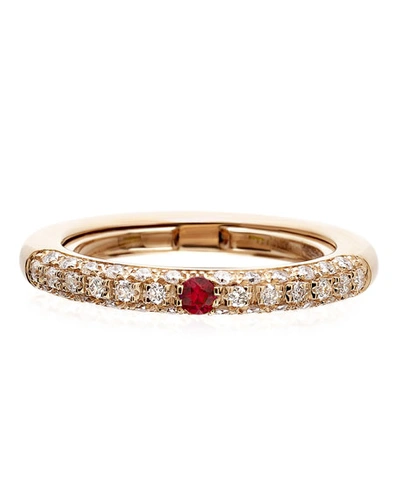 Adolfo Courrier Never Ending 18k Pink Gold Diamond & Ruby Ring, Adjustable Sizes 6-8