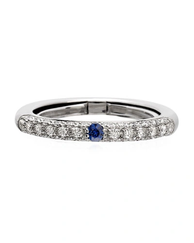 Adolfo Courrier Never Ending 18k White Gold Diamond & Blue Sapphire Ring, Adjustable Sizes 6-8