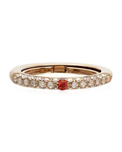 Adolfo Courrier Never Ending 18k Pink Gold Diamond & Orange Sapphire Ring, Adjustable Sizes 6-8