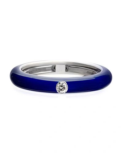 Adolfo Courrier Never Ending 18k White Gold Diamond & Blue Ring, Adjustable Sizes 6-8