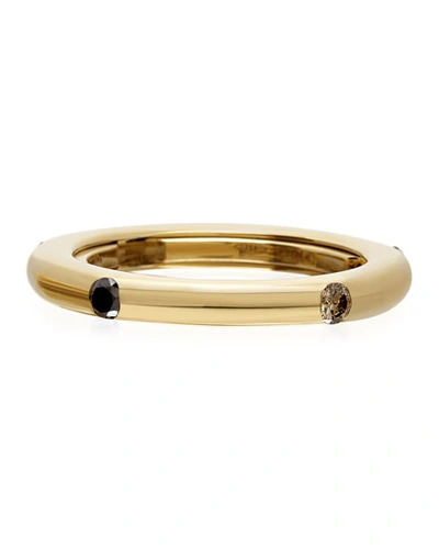 Adolfo Courrier Never Ending 18k Yellow Gold Brown & Black Diamond Ring, Adjustable Sizes 6-8