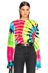 COTTON CITIZEN COTTON CITIZEN TOKYO CROP SHIRT IN BLUE,GREEN,OMBRE & TIE DYE,PINK,YELLOW,COTF-WS60