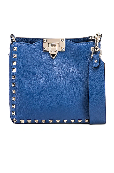 Valentino Garavani Rockstud Mini Vitello Stampa Leather Hobo Bag In Baltique