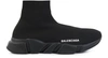 Balenciaga Speed Logo-embroidered Metallic Stretch-knit High-top Sneakers In Black