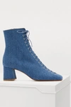 BY FAR BECCA LACE-UP ANKLE BOOTS,1660304 BLUE JEAN DENIM