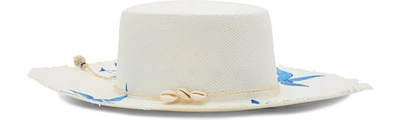 Sensi Studio Straw Hat With Flower Details In White