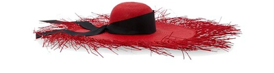 Sensi Studio Wide-brimmed Straw Hat In Red/black Band