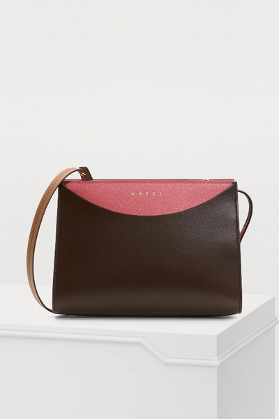 Marni Law Saffiano Leather Tricor Bag In Brown