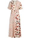 Self-portrait Paneled Floral-print Satin-jacquard Midi Dress In Cream