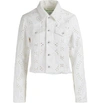 Off-white Cropped Embroidered Denim Jacket In White