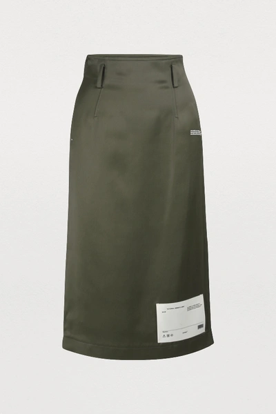 Off-white High-waisted Midi Skirt In Military Green