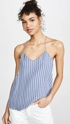 Tibi Stripe Twill Racerback Camisole In Dusty Blue