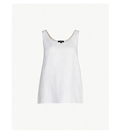 Theory Scoop-neck Herring Linen Tank Top In White