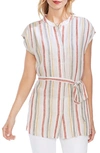 VINCE CAMUTO CANYON STRIPE BELTED BLOUSE,9039057