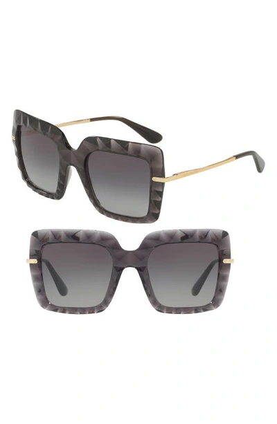 Dolce & Gabbana Square Faceted Sunglasses In Light Grey Gradient Black