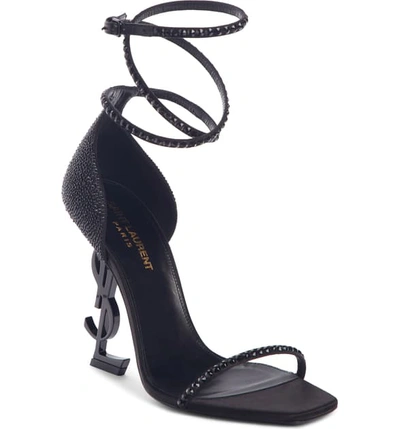 Saint Laurent Opyum Ysl Logo-heel Sandals With Black Hardware