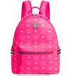 MCM STARK 32 VISETOS NEON COATED CANVAS BACKPACK - PINK,MMK9AVE56