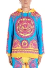 Versace Baroque Print Cotton Sweatshirt Hoodie In Multicolor