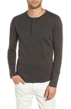 Wings + Horns Base Long Sleeve Henley In Heather Charcoal