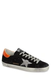 Golden Goose Distressed Superstar Sneakers In Black Suede/ Silver Matt Star