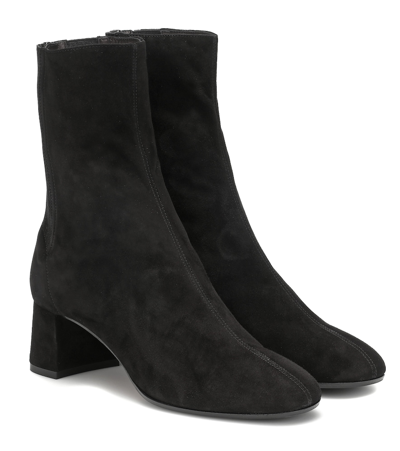 Aquazzura Saint Honoré 50 Suede Ankle Boots In Black