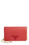 Prada Small Monochrome Crossbody Bag - Red In Fuoco