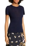 Vince Short Sleeve Wool & Cashmere Blend Sweater In Marine