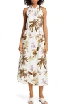 VINCE MIXED TROPICAL GARDEN ASYMMETRICAL HEM MIDI DRESS,V591251084