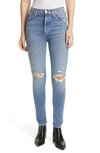 RE/DONE ORIGINALS RIPPED HIGH WAIST SKINNY JEANS,190-3WUHR