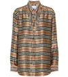 BURBERRY STRIPED SILK LAYERED SHIRT,P00381353