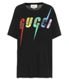 GUCCI SEQUINNED LOGO COTTON T-SHIRT,P00380787