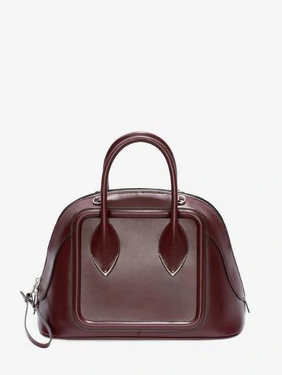 Alexander Mcqueen Bowling Leather Top Handle Bag In Velvet Red